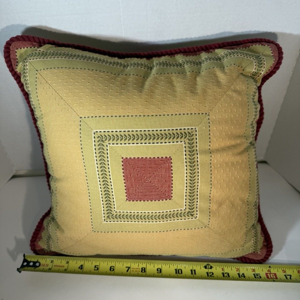 Waverly Capulet Stripe Upholstery Fabric Jacquard Cotton Pillow Gold Red 17x17 - Picture 4 of 9